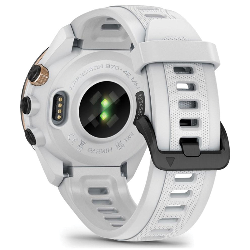 Garmin Approach S70 Golf GPS Smartwatch | 42mm | Black Ceramic Bezel | White Silicone Band | AMOLED Display | 010-02746-10 - Image 4