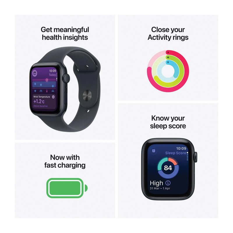 Apple Watch SE 3 GPS 40mm Midnight Aluminium Case with Midnight Sport Band M/L – MEHC4 - Image 4