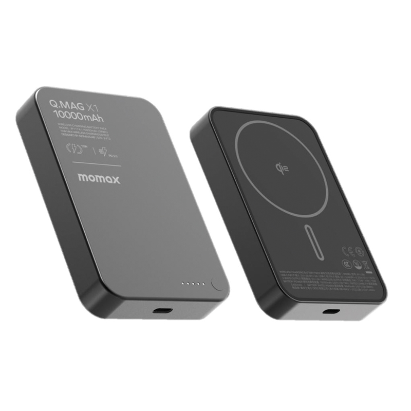 MOMAX Q.Mag X1 Qi2 10000mAh Gen 2 15W MagSafe Wireless Power Bank – Titanium - Image 4