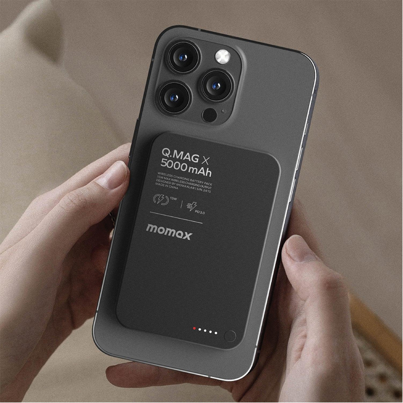 MOMAX Q.Mag X 5000mAh Gen 2 15W Ultra Slim MagSafe Wireless Power Bank - Image 4