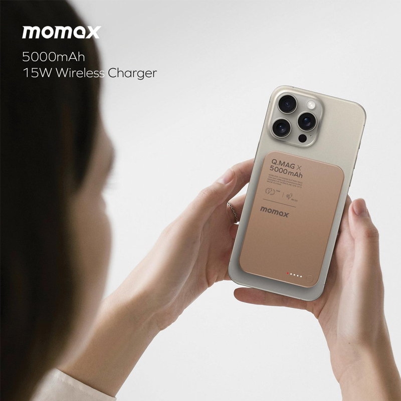 MOMAX Q.Mag X 5000mAh Gen 2 15W Ultra Slim MagSafe Wireless Power Bank - Image 4
