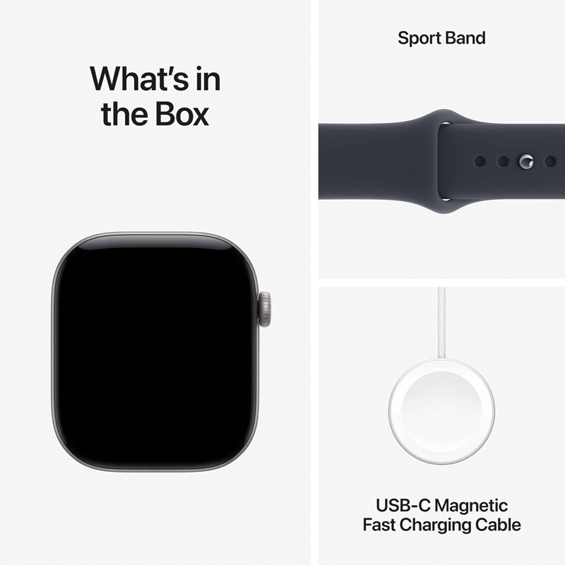 Apple Watch Series 12 GPS 46mm Space Grey Aluminium Case with Navy Blue Sport Band – M/L – MJEJ4AF/A - Image 4