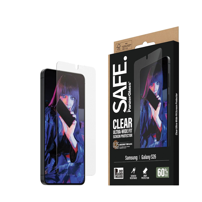 SAFE. by PanzerGlass® Screen Protector for Samsung Galaxy S26 | Ultra-Wide Fit | Tempered Glass | EasyAligner Installation Tray | Scratch & Impact Resistant | Fingerprint Resistant | Crystal Clear - Image 4