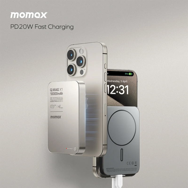 MOMAX Q.MAG X1 Magnetic Wireless Battery Pack (1000mah)13MM Ultra Slim - Image 4